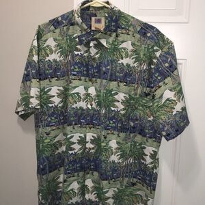 Aloha wow! Kahala Golf Course Maui print Luau men’s Hawaiian Hawaii shirt L